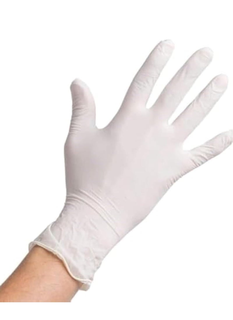 Multi-use white rubber gloves or gloves without powder, a package containing 100 pieces, to keep hands clean for home, cleaning, work, and clinics for doctors and nurses