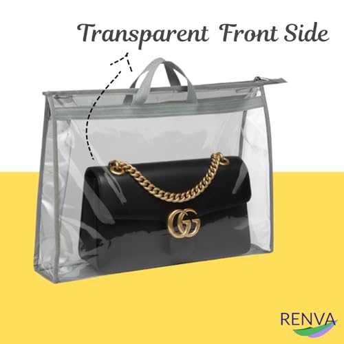 Renva 4 PCS Foldable Hanging Handbag Organizer for Women | Transparent Purse Cover Storage Organizer for Wardrobe, Closet with Zipper Closure(4) - Image 5