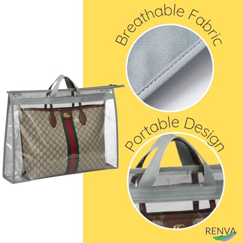 Renva 4 PCS Foldable Hanging Handbag Organizer for Women | Transparent Purse Cover Storage Organizer for Wardrobe, Closet with Zipper Closure(4) - Image 3