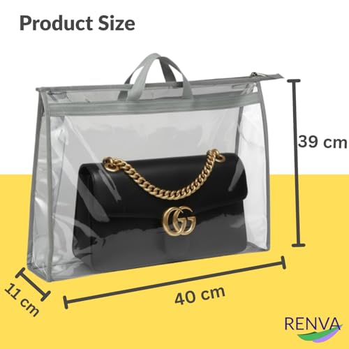 Renva 4 PCS Foldable Hanging Handbag Organizer for Women | Transparent Purse Cover Storage Organizer for Wardrobe, Closet with Zipper Closure(4) - Image 2