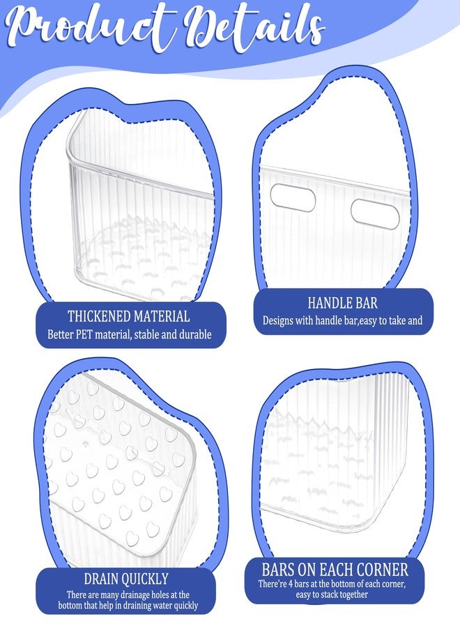 Zyghjort 8 Pcs Clear Wall Basket, Wall Mounted Storage Bins Cabinet Door Organizer Plastic Shower Caddy with Self-Adhesive Hanger, Large Containers Box for Bathroom, Kitchen, Pantry, Countertop, No Drill Shelf - Image 2