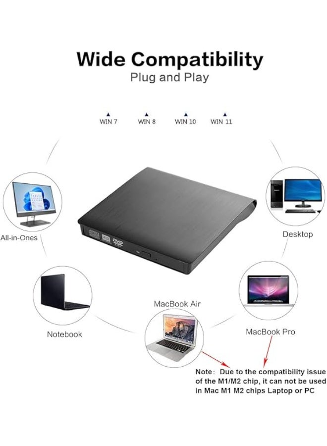 External USB 3.0 CD/DVD Drive – Portable DVD-R/RW +R/RW ROM Reader & Writer for Windows Laptops and PCs - Image 4