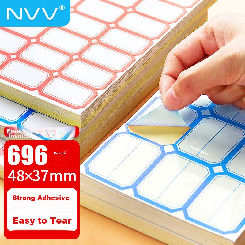 ملصقات تسمية NVV ، حجم كبير 696 قطعة 48 * 37mm تسميات ذاتية اللصق ، ملاحظات لاصقة للورق ، بطاقات الاسم ، تسميات الأسعار ، القرطاسية ، وسادات مذكرة BQ-513801 أزرق - Image 1