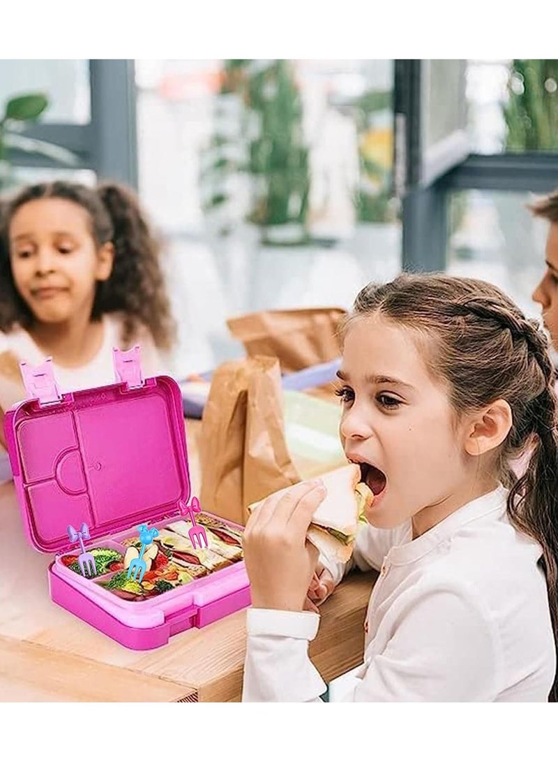 Kids Lunch Box School Bento Box, BPA Free Leak Proof 4/6 Compartment Lunch Container with Animal Fork, Back to School Season Kids Bento Lunch Box, Dishwasher Safe (Pink) - Image 2