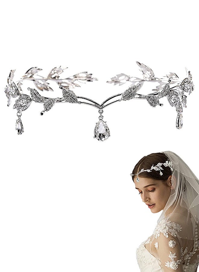 MXN Rhinestone Wedding Silver Headbands Tiaras, Crystal Crowns Pendent Hair Accessories, for Bride Bridesmaid Birthday Crown Cosplay Accessories for Women  - Image 1