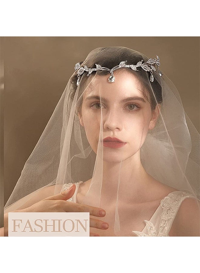 MXN Rhinestone Wedding Silver Headbands Tiaras, Crystal Crowns Pendent Hair Accessories, for Bride Bridesmaid Birthday Crown Cosplay Accessories for Women  - Image 3
