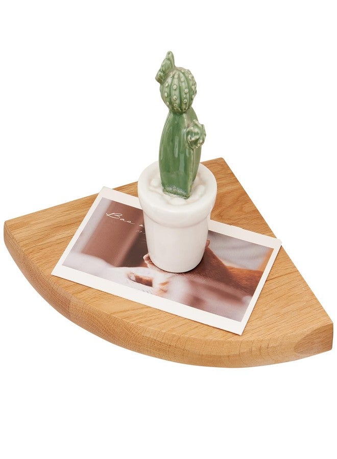 TRWISWDC Oak Corner Shelf 7 inches Natural Wood Floating Corner Shelves Round End Wall Mounted Display Shelf Corner Plant Stand for Bathroom Kitchen Bedroom Livingroom Floating Shelves - Image 1