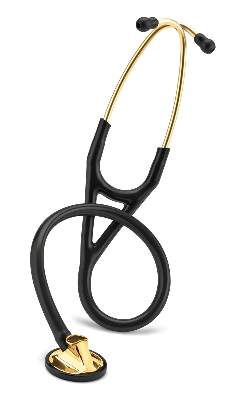 3M Littmann Master Cardiology Stethoscope, 2175, Stainless Steel Brass-Finish Chestpiece, 27" Black Tube - Image 1