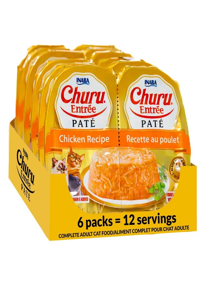 INABA Churu Entrée Pate for Cats, Grain-Free, High Protein & Moisture, Prebiotic Wet Cat Food, 1.23oz. per Serving, 12 Servings, Chicken Recipe - Image 1