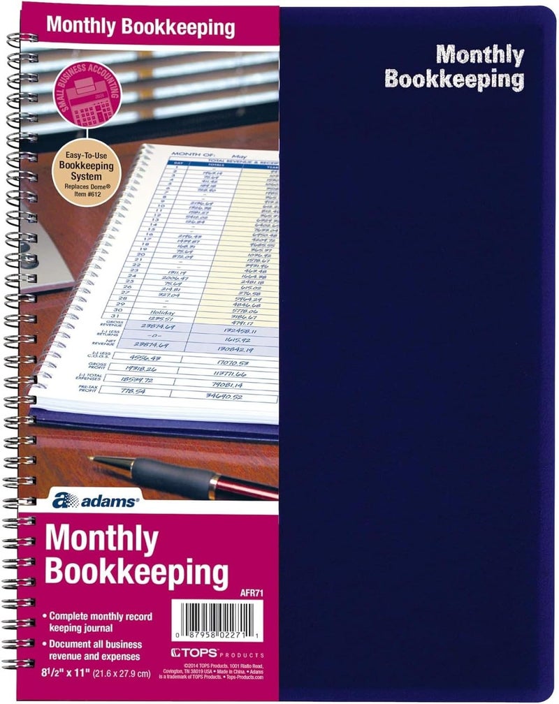 Adams Monthly Bookkeeping Record Book, 8.5 x 11 Inches, White - Image 1