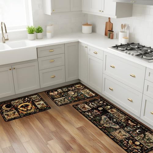 InIsaJace Moth Mushroom Kitchen Mats for Floor, Decorative Non Slip Kitchen Rugs Sets of 3, Washable Floor Mat Carpet for Entryway Sink Hallway Laundry Room(16 X 28 + 16 X 47 Inches) - Image 5