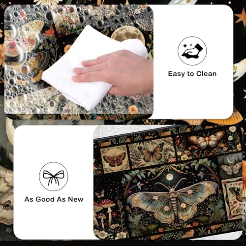 InIsaJace Moth Mushroom Kitchen Mats for Floor, Decorative Non Slip Kitchen Rugs Sets of 3, Washable Floor Mat Carpet for Entryway Sink Hallway Laundry Room(16 X 28 + 16 X 47 Inches) - Image 4