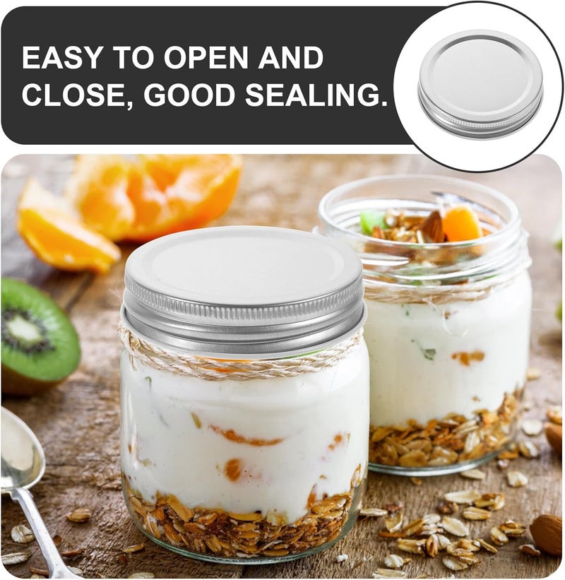 Generic 20pcs 70mm Silver Tinplate Jar Lids Regular Mouth Sealing Canning Covers Reusable for Mason Jars Food Storage and Preservation - Image 3