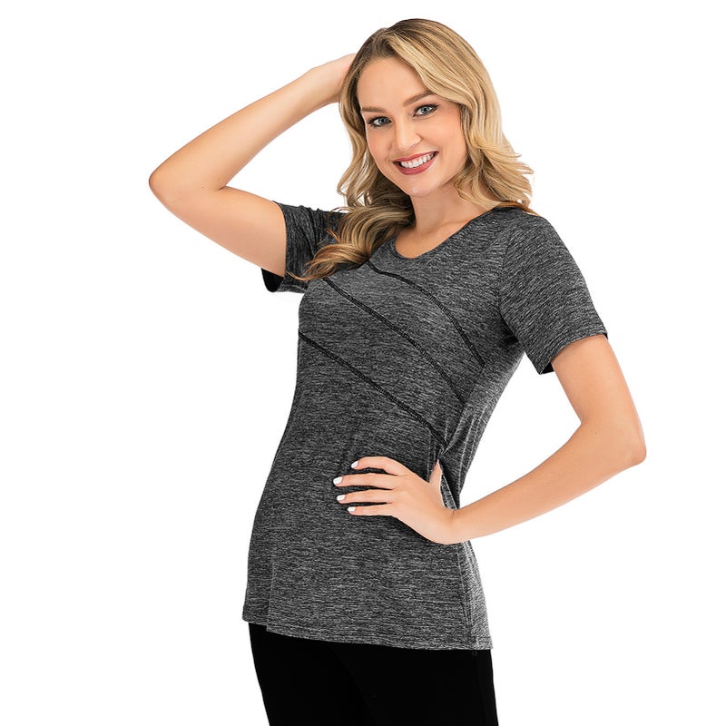Women Short Sleeve Yoga Top Quick Dry Running Workout Sports T-Shirt Activewear - Image 4