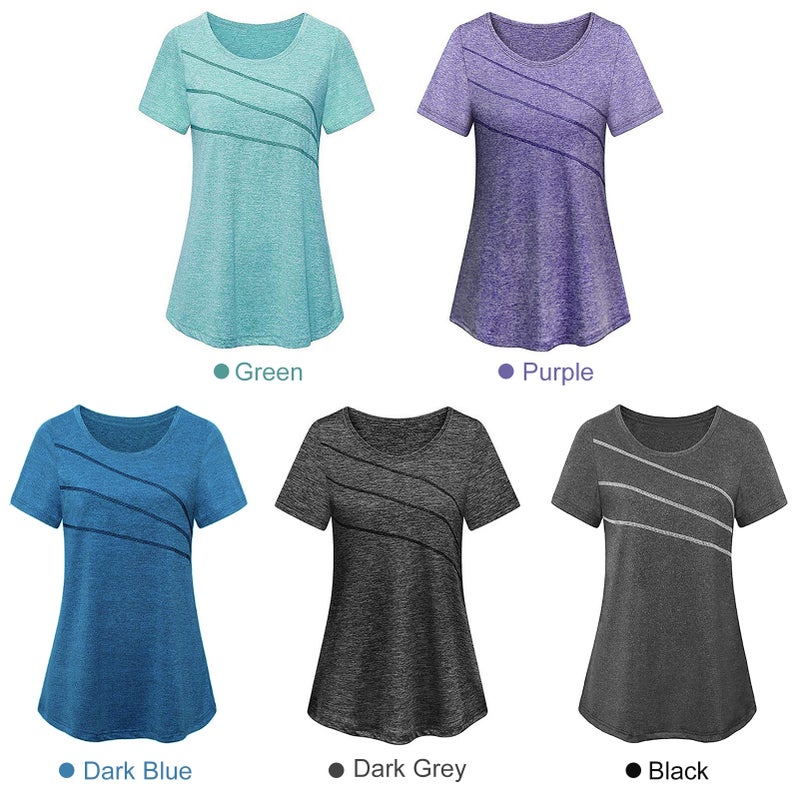 Women Short Sleeve Yoga Top Quick Dry Running Workout Sports T-Shirt Activewear - Image 5