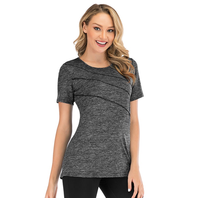 Women Short Sleeve Yoga Top Quick Dry Running Workout Sports T-Shirt Activewear - Image 3