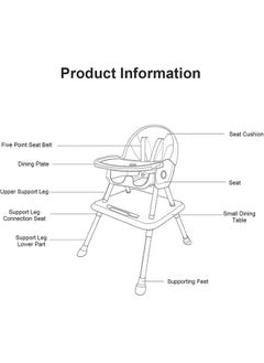 Beauenty Baby High Chair dining chair multifunctional foldable dining table and chairs removable student backrest desk study chair 52 x 26 x 59cm(pink)  - Image 5