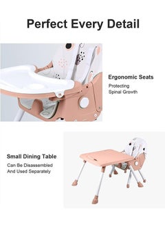 Beauenty Baby High Chair dining chair multifunctional foldable dining table and chairs removable student backrest desk study chair 52 x 26 x 59cm(pink)  - Image 3