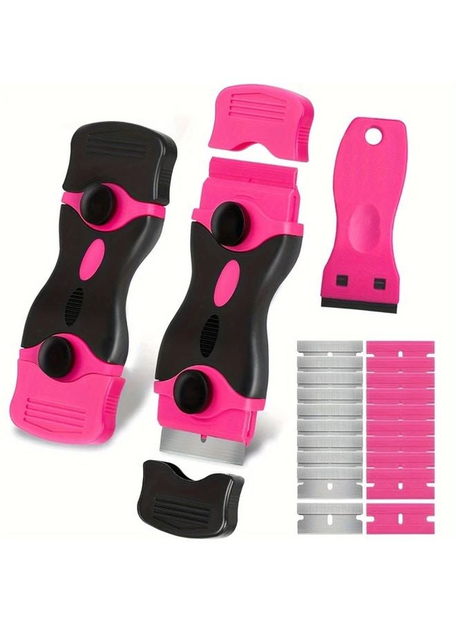 Pink 21 Pcs Glass Scraper Set Double Ended Degumming Tool With Metal Plastic Blades - Image 4