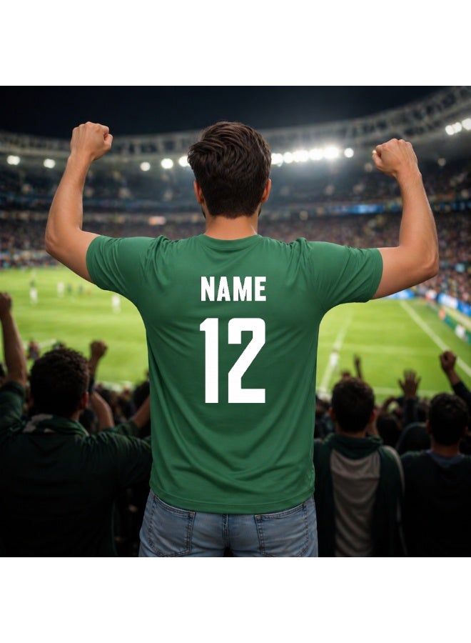 PRINTSHOP4ME Saudi Arabia FIFA World Cup Jersey Dry-Fit T-Shirt for Men | Customized Name Print on Back | Round Neck | Short Sleeve - Image 3