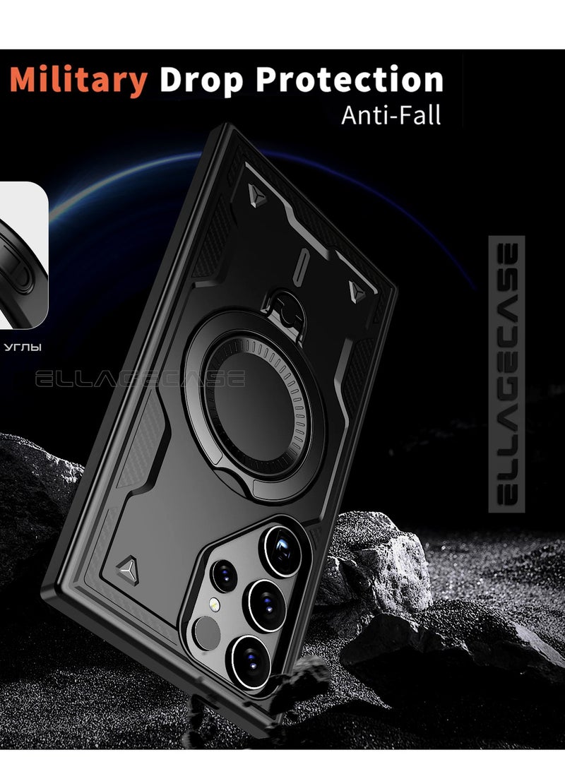 ELLAGECASE Protective Case with Ring for Samsung Galaxy S24 Ultra, Rugged Drop Protection, Horizontal and Vertical Stand Capability, Solid Camera Protection, Balanced Support, and Perfect Compatibility with Magnetic Accessories  - Image 3