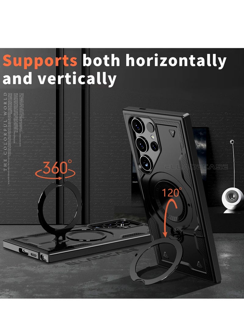 ELLAGECASE Protective Case with Ring for Samsung Galaxy S24 Ultra, Rugged Drop Protection, Horizontal and Vertical Stand Capability, Solid Camera Protection, Balanced Support, and Perfect Compatibility with Magnetic Accessories  - Image 5