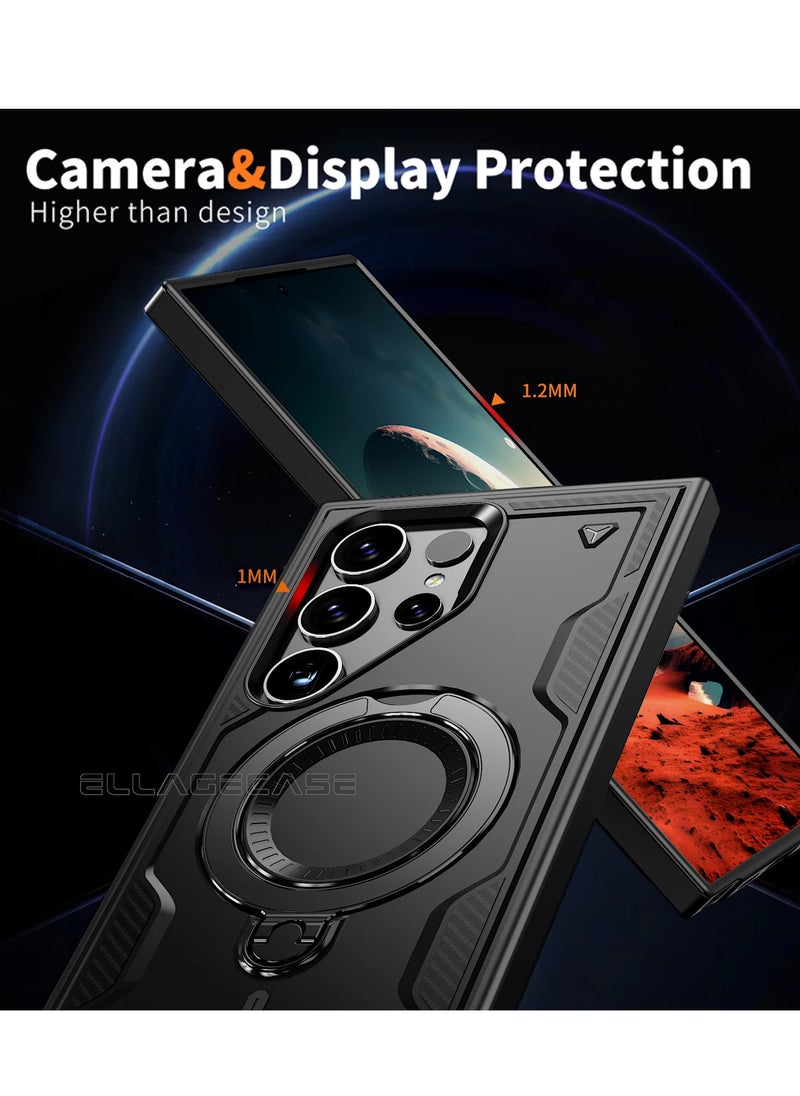 ELLAGECASE - Protective Case with Ring for Samsung Galaxy S24 Ultra, Rugged Drop Protection, Horizontal and Vertical Stand Capability, Solid Camera Protection, Balanced Support, and Perfect Compatibility with Magnetic Accessories - Image 1