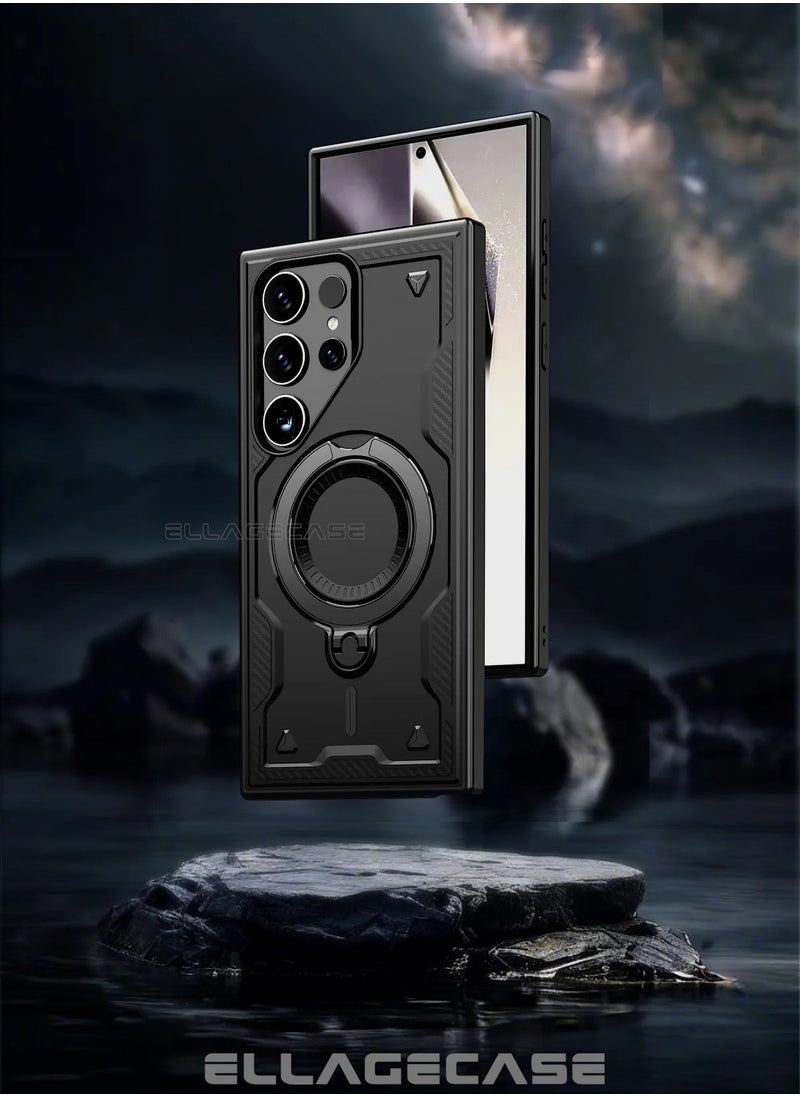 ELLAGECASE - Protective Case with Ring for Samsung Galaxy S24 Ultra, Rugged Drop Protection, Horizontal and Vertical Stand Capability, Solid Camera Protection, Balanced Support, and Perfect Compatibility with Magnetic Accessories - Image 1