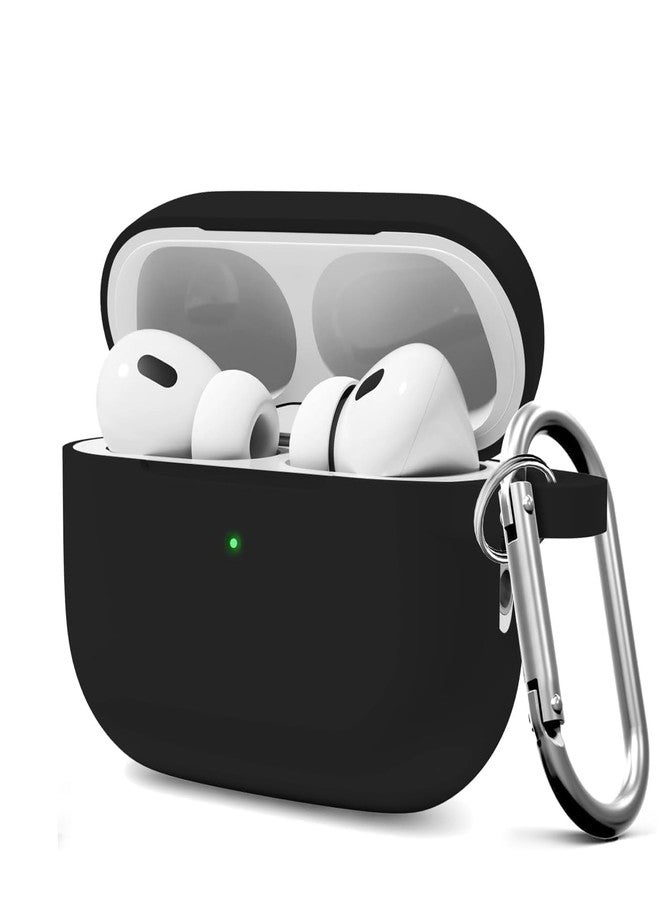 MOLOPPO for AirPods Pro 2 Case Cover, Compatible with AirPods Pro 2nd/1st Generation Case Cover Accessories with Keychain,Black - Image 1