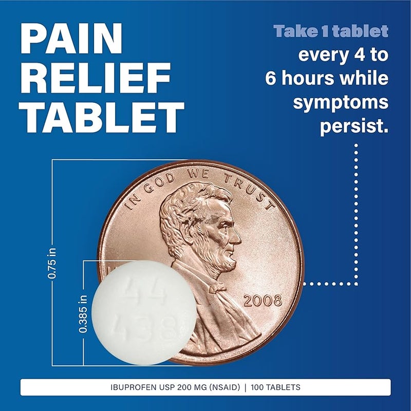 MAJOR Dye-Free Ibuprofen Tablets 200 mg - Helps Temporarily Reduce Fevers - Offers Pain Relief - 100 Tablets (1-Pack) - Image 3