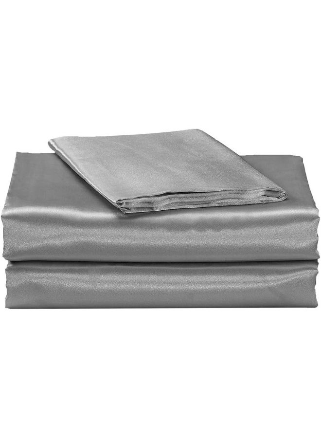 MK Home Mk Collection 4pc Soft Silky Satin Solid Color Deep Pocket Sheet Set SilverGrey King - Image 2