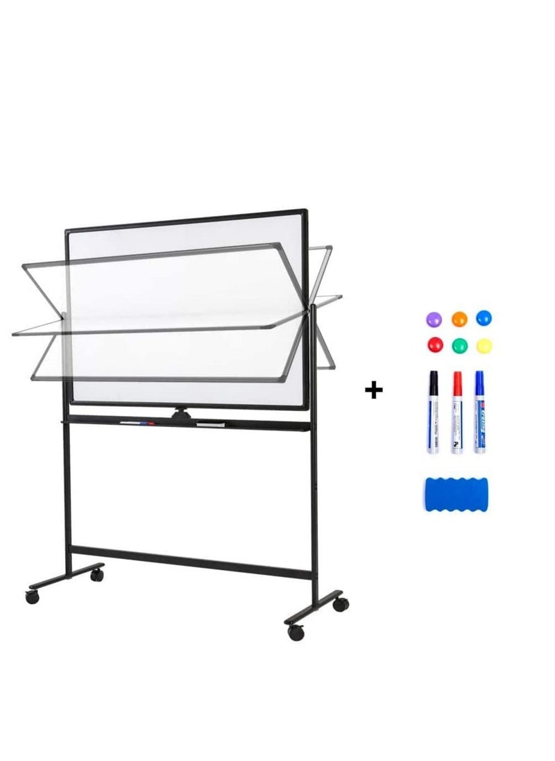 Cool Baby - COOLBABY Large Size Rolling Whiteboard 90 * 120cm Magnetic Whiteboard With Base Double Sided Adjustable Height Dry Wipe Board  Mobile With Easel Suitable For Home Offices And Schools - Image 1