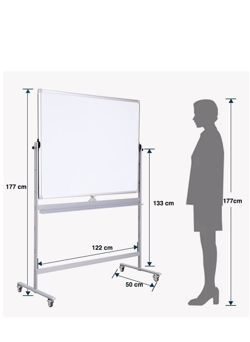 Cool Baby - COOLBABY Large Size Rolling Whiteboard 90 * 120cm Magnetic Whiteboard With Base Double Sided Adjustable Height Dry Wipe Board  Mobile With Easel Suitable For Home Offices And Schools - Image 1
