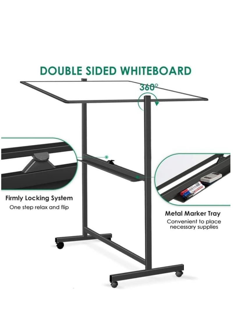 Cool Baby - COOLBABY Large Size Rolling Whiteboard 90 * 120cm Magnetic Whiteboard With Base Double Sided Adjustable Height Dry Wipe Board  Mobile With Easel Suitable For Home Offices And Schools - Image 1