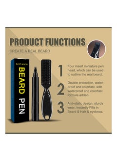 East Moon Beard Pencil Filler for Men, Long Lasting Beard Filling Pen Kit with Brush and Beard Styling Comb Tool Creates Natural Looking Beard, Moustache and Eyebrows  - Image 2