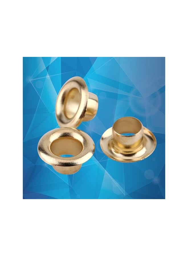 promass 100pcs 5mm Metal Eyelets Rivets Grommets with Washers, 1/4 Inch Metal Grommets Eyelets Grommet Tool Kits for Clothes, Shoes DIY Project, Leather Craft Card Decoration (Gold) - Image 2