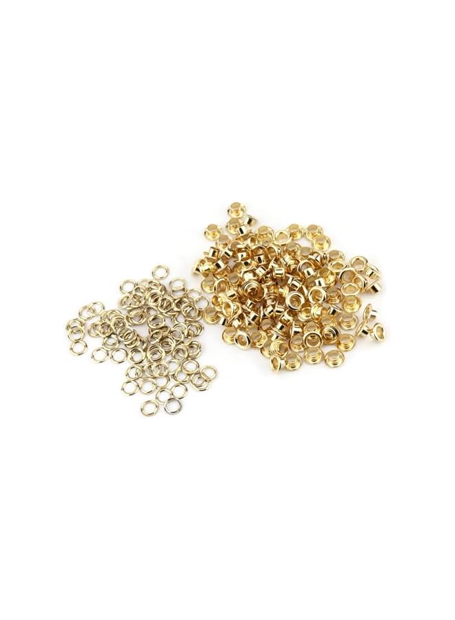promass 100pcs 5mm Metal Eyelets Rivets Grommets with Washers, 1/4 Inch Metal Grommets Eyelets Grommet Tool Kits for Clothes, Shoes DIY Project, Leather Craft Card Decoration (Gold) - Image 3