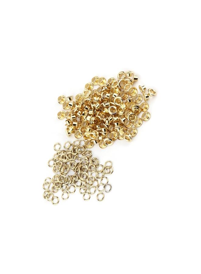 promass 100pcs 5mm Metal Eyelets Rivets Grommets with Washers, 1/4 Inch Metal Grommets Eyelets Grommet Tool Kits for Clothes, Shoes DIY Project, Leather Craft Card Decoration (Gold) - Image 5