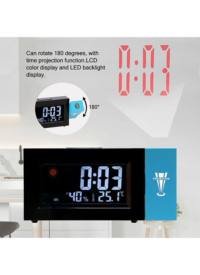 NIBEMINENT - LED Backlight Digital Display Colorful Screen Alarm Clock Black - Image 1