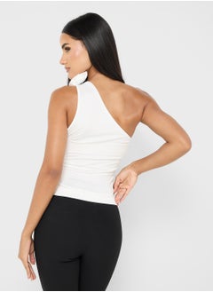 Ginger Assymetric Shoulder Ruched Crosage Detail Top  - Image 2