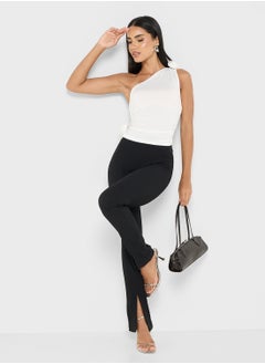 Ginger Assymetric Shoulder Ruched Crosage Detail Top  - Image 4