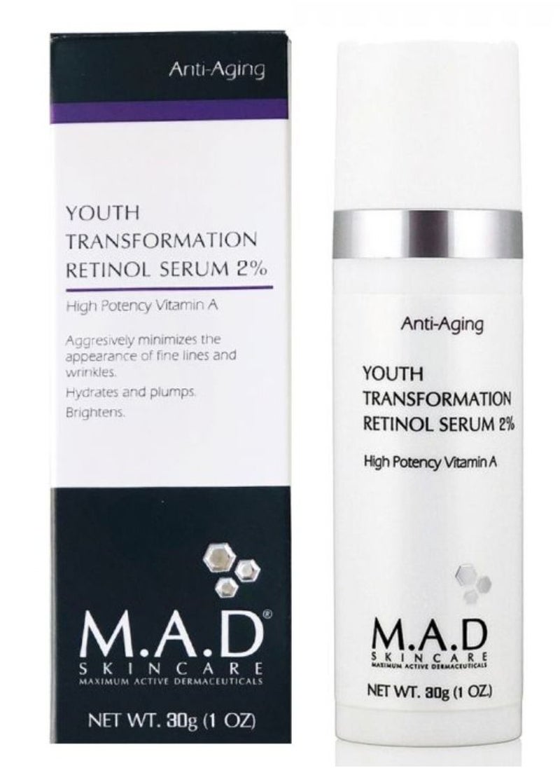 M.A.D Skincare - Youth Transformation Retinol Serum 2% 30gm - Image 1