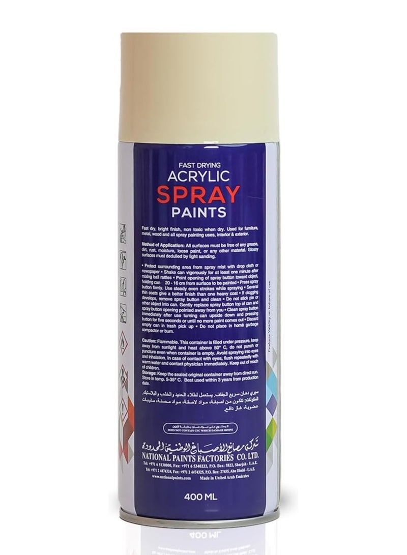 National Paints Spray Paint – 810 Ivory, 400ml, Fast-Drying Gloss Finish for Wood, Metal & General Surfaces - Image 3