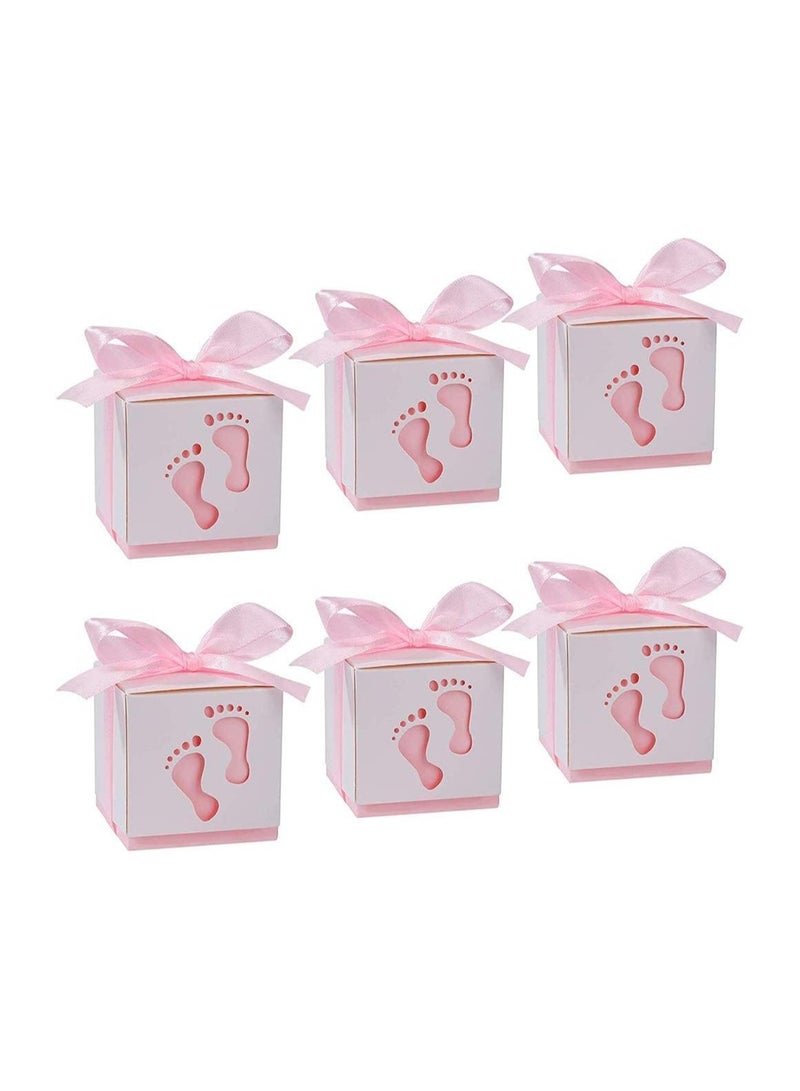 general Candy Gift Box,Ribbon Candy Gift Box,25 Pieces Baby Candy Box,Baby Footprint Candy Box,Suitable for Baby Shower,Kids Birthday,Wedding Party,Party - Image 1