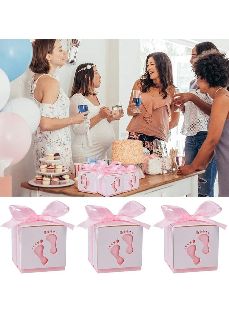 general Candy Gift Box,Ribbon Candy Gift Box,25 Pieces Baby Candy Box,Baby Footprint Candy Box,Suitable for Baby Shower,Kids Birthday,Wedding Party,Party - Image 5
