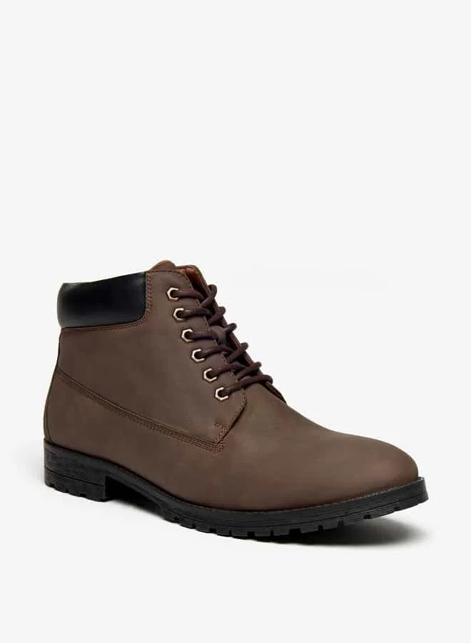 Men Solid Chukka Boots with Zip Closure