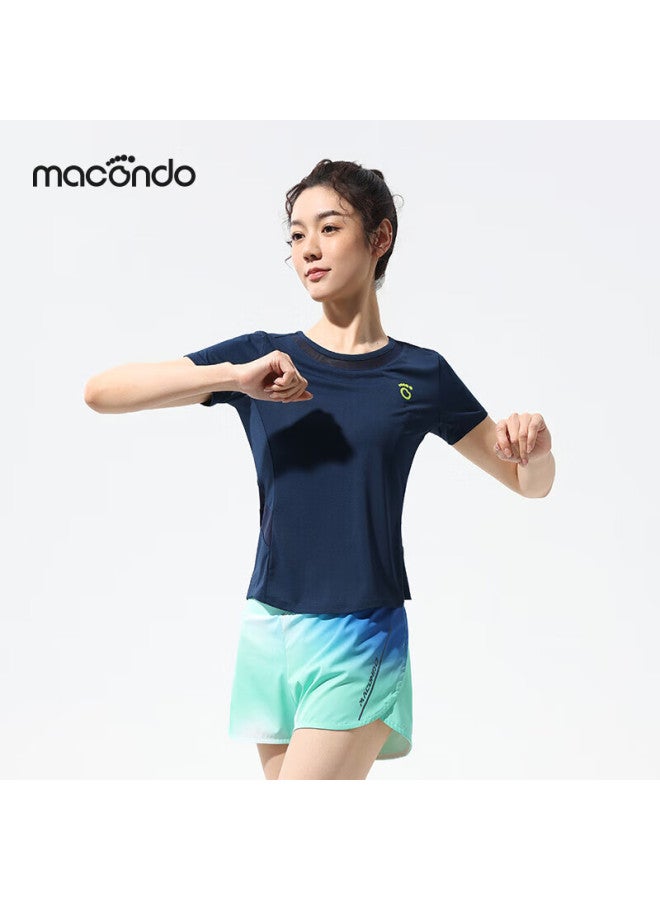 Macondo Antibacterial Short Sleeve T-shirt With Silver Ion Anti-bacterial Armpit One-piece Structure Night Running Reflective Night Sea Blue Women M - Image 5