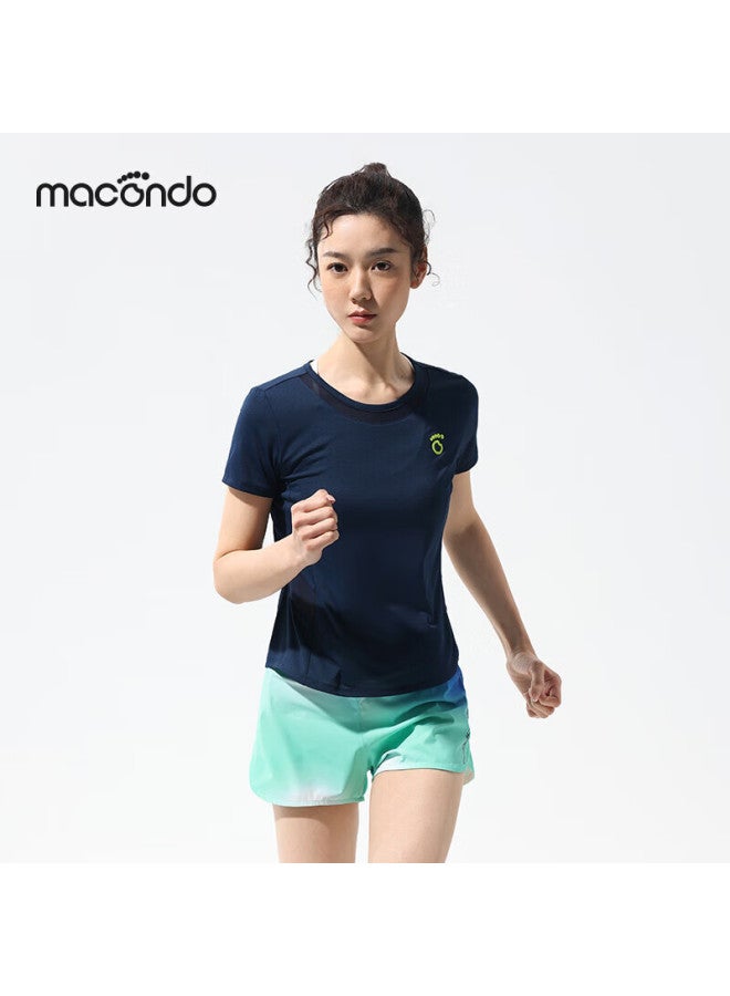 Macondo Antibacterial Short Sleeve T-shirt With Silver Ion Anti-bacterial Armpit One-piece Structure Night Running Reflective Night Sea Blue Women M - Image 3