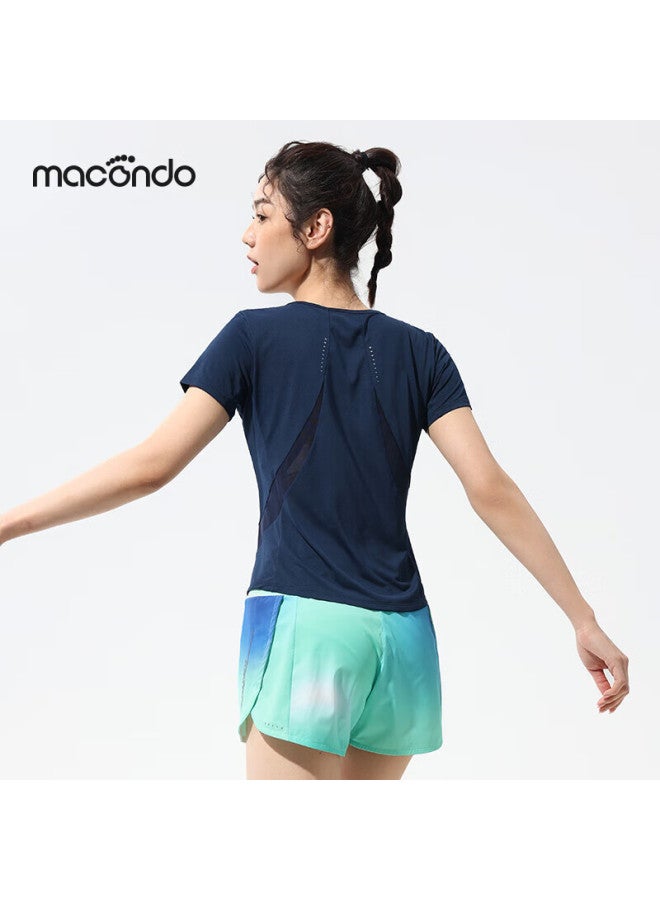 Macondo Antibacterial Short Sleeve T-shirt With Silver Ion Anti-bacterial Armpit One-piece Structure Night Running Reflective Night Sea Blue Women M - Image 4