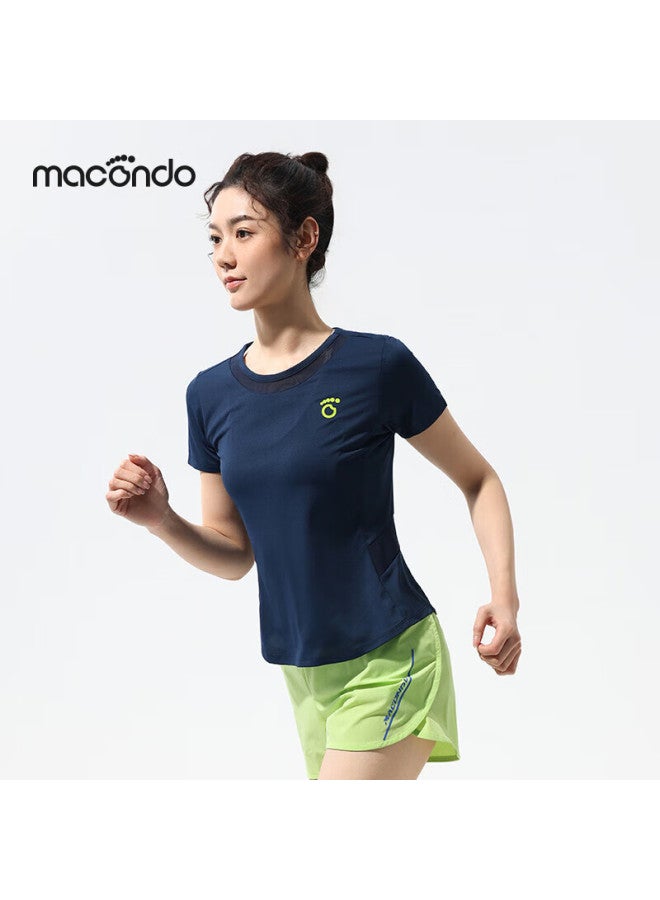 Macondo Antibacterial Short Sleeve T-shirt With Silver Ion Anti-bacterial Armpit One-piece Structure Night Running Reflective Night Sea Blue Women M - Image 1